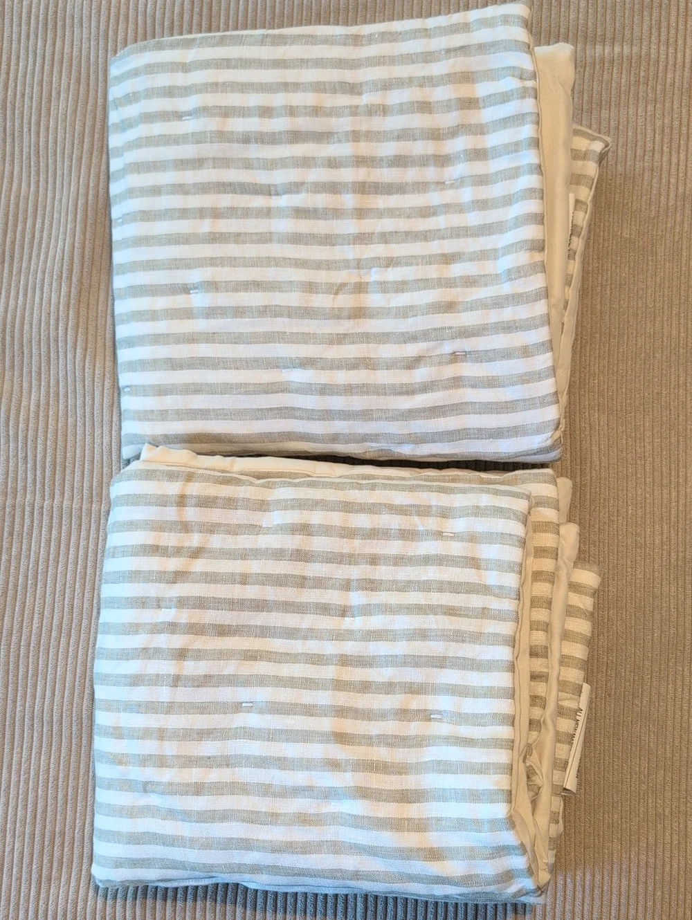 European Linen Patterned Quilted Sham Set - QNJRA074994 NWT.  Willow Leaf.